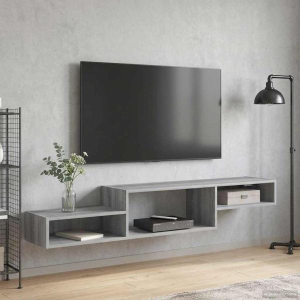 ARDEBO.de - Wandmontierter TV-Schrank Wandhalterung Grau Sonoma
