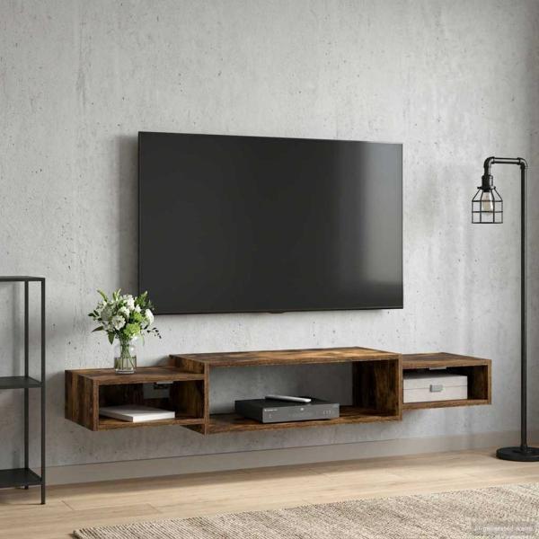 ARDEBO.de - Wandmontierter TV-Schrank Wandhalterung Geräucherte Eiche