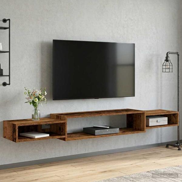 Wandmontierter TV-Schrank Wandhalterung Altholz