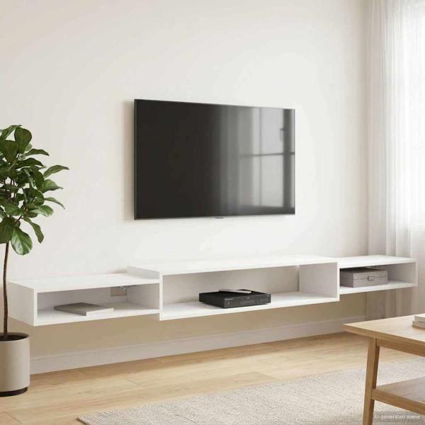 ARDEBO.de - Wandmontierter TV-Schrank Wandhalterung Weiß 220 x 28 x 21 cm