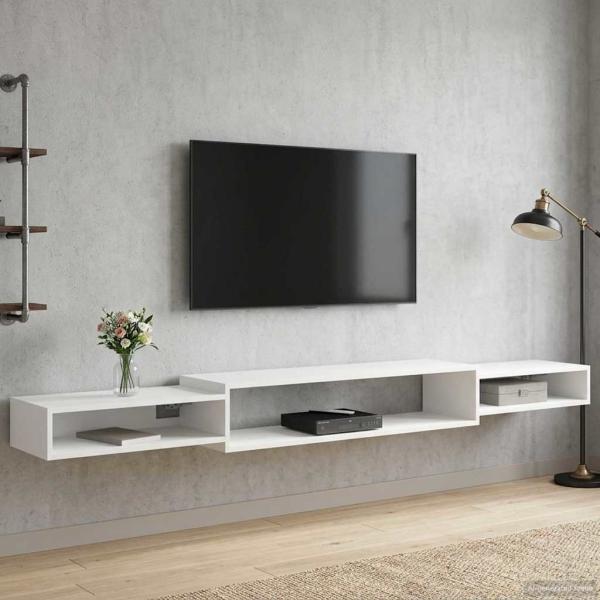 Wandmontierter TV-Schrank Wandhalterung Weiß 220 x 28 x 21 cm