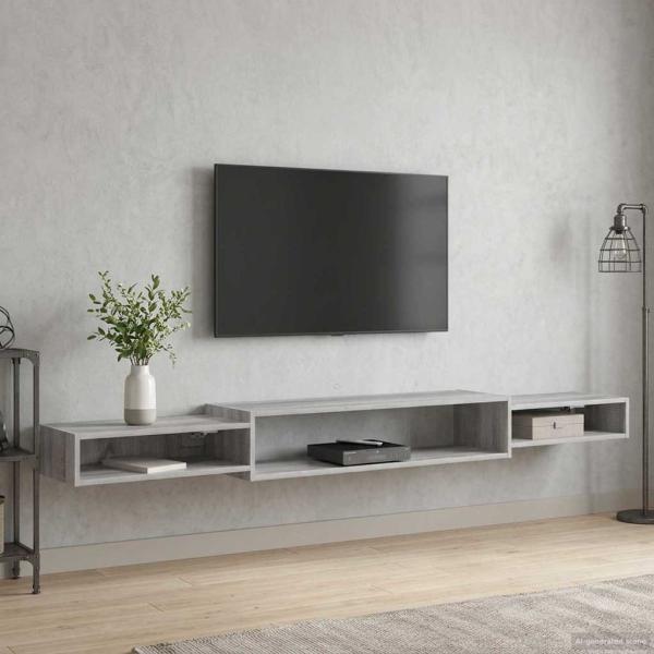 Wandmontierter TV-Schrank Wandhalterung Grau Sonoma