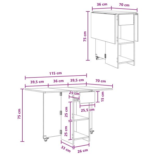 Esstisch 115 x 70 x 75 cm Holzwerkstoff Sonoma-Eiche