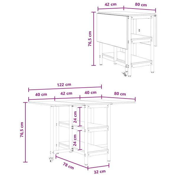 Esstisch 122 x 80 x 76,5 cm Holzwerkstoff Artisan-Eiche