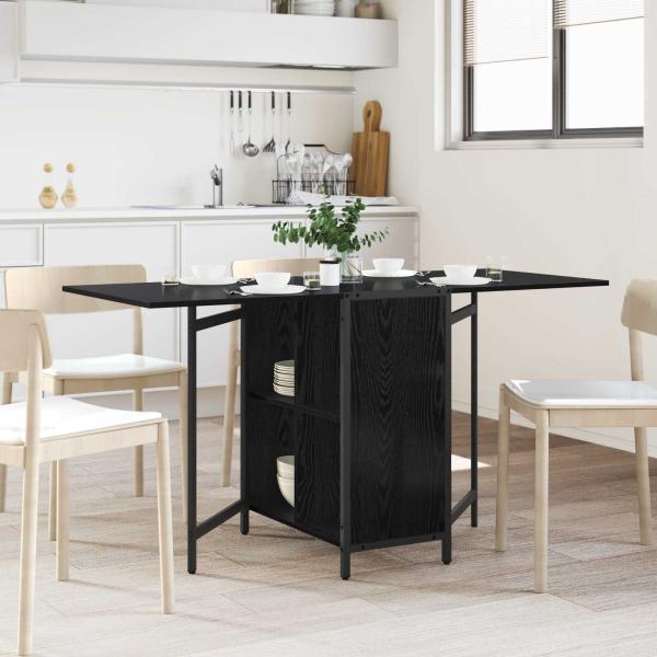 ARDEBO.de - Esstisch 144 x 60 x 75 cm Holzwerkstoff Schwarz Eichen-Optik
