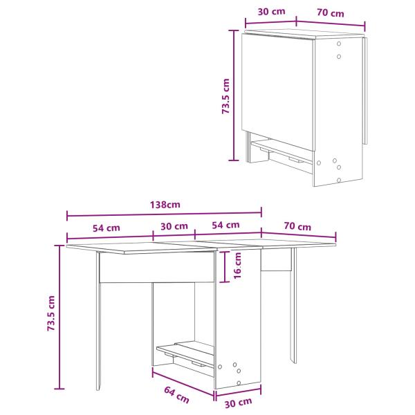 Esstisch 138 x 70 x 73,5 cm Holzwerkstoff Artisan-Eiche