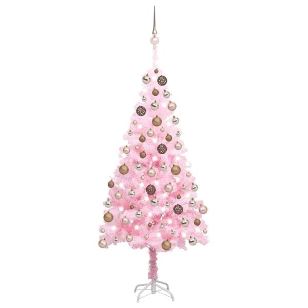 ARDEBO.de - Künstlicher Weihnachtsbaum mit Beleuchtung & Kugeln Rosa 120cm