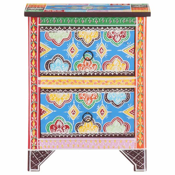 Nachttisch Handbemalt 40x30x50 cm Mango Massivholz