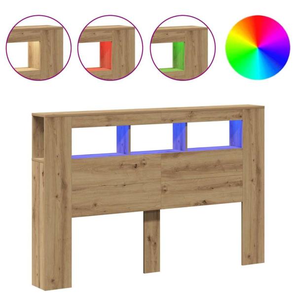 LED-Kopfteil Artisan-Eiche 160x18,5x103,5 cm Holzwerkstoff