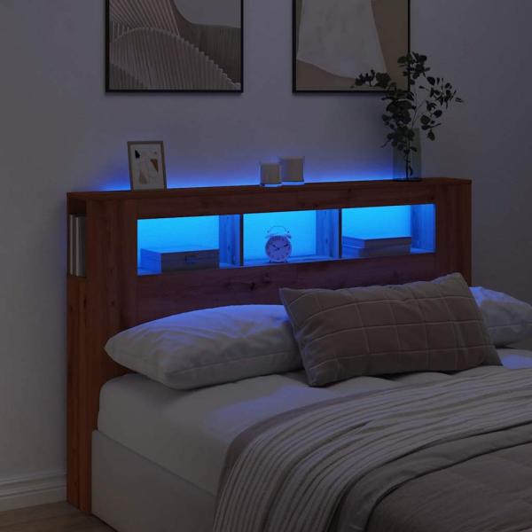 LED-Kopfteil Artisan-Eiche 160x18,5x103,5 cm Holzwerkstoff