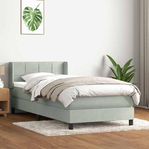 ARDEBO.de - Boxspringbett mit Matratze Hellgrau 80x210 cm Samt