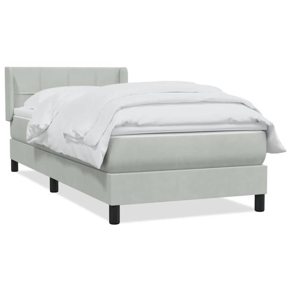 Boxspringbett mit Matratze Hellgrau 80x210 cm Samt