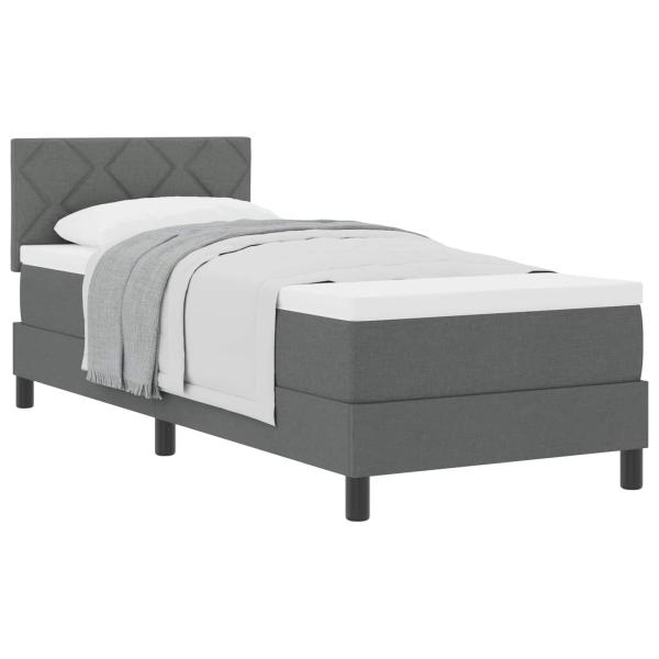 Boxspringbett mit Kopfteil Dunkelgrau 80 x 200 cm Stoff