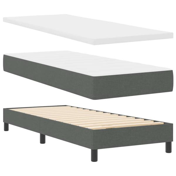 Boxspringbett mit Matratze Dunkelgrau 80 x 200 cm Stoff