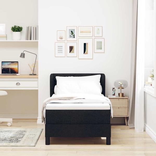 Boxspringbett mit Kopfteil Schwarz 80 x 200 cm Stoff