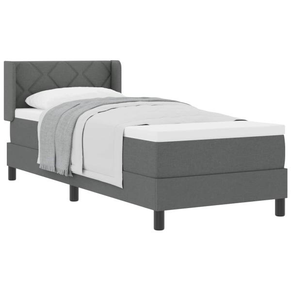 Boxspringbett mit Kopfteil Dunkelgrau 200 x 80 cm Stoff