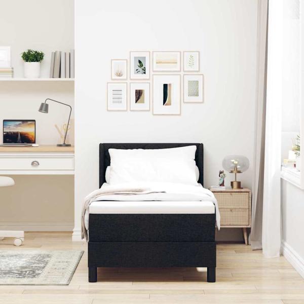 Boxspringbett mit Kopfteil Schwarz 200 x 80 cm Stoff