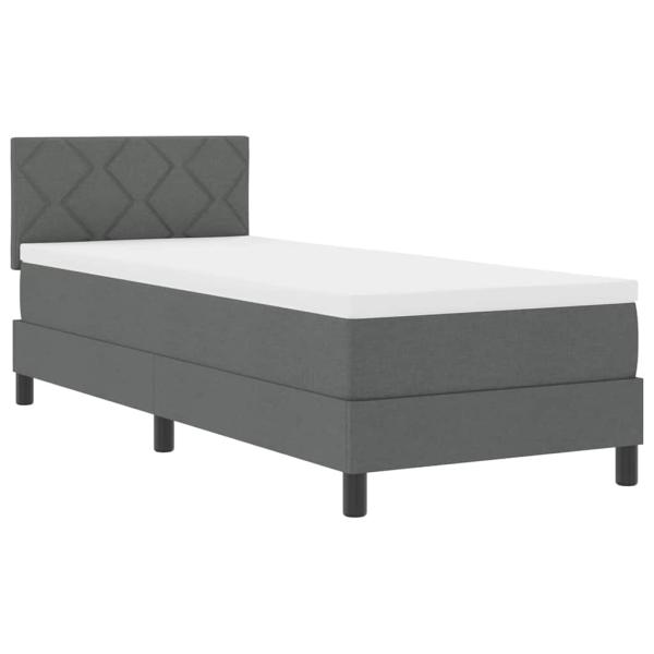 Boxspringbett mit Kissen Dunkelgrau 80 x 200 cm Stoff