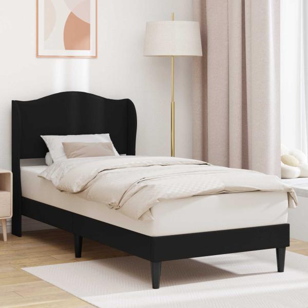 ARDEBO.de - Bettrahmen mit Kopfteil Schwarz 90 x 190 cm Kunstleder