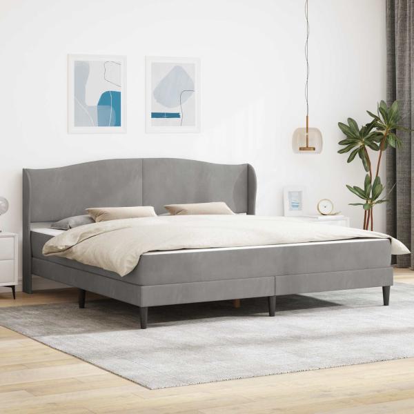 ARDEBO.de - Bettrahmen mit Kopfteil Hellgrau 180 x 200 cm Samt