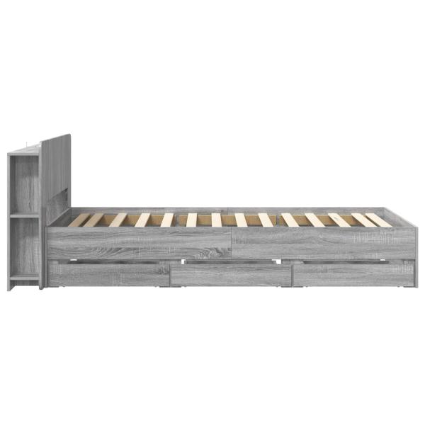 Bettgestell mit Stauraum und Kopfteil Sonoma-Grau 90 x 190 cm