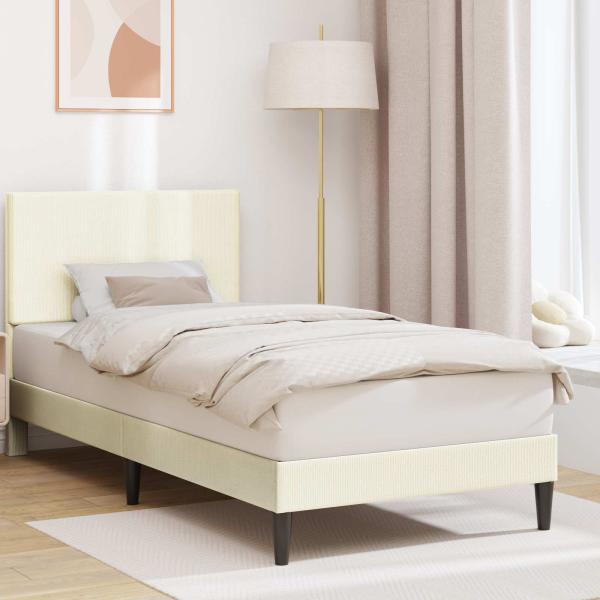 ARDEBO.de - Bettrahmen mit Kopfteil Creme 80 x 200 cm Cordstoff