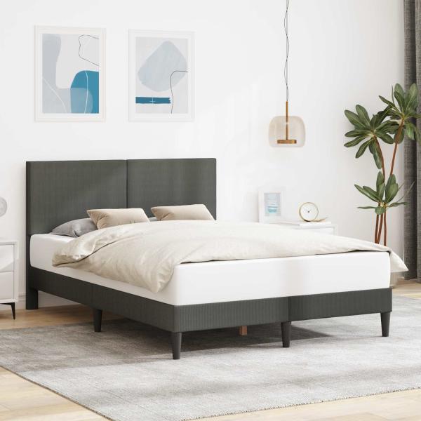ARDEBO.de - Bettrahmen mit Kopfteil Dunkelgrau 120 x 190 cm Cordstoff