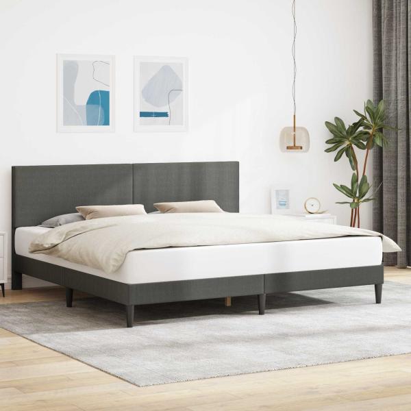 ARDEBO.de - Bettrahmen mit Kopfteil Dunkelgrau 200 x 200 cm Cordstoff