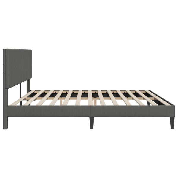 Bettrahmen mit Kopfteil Dunkelgrau 200 x 200 cm Cordstoff