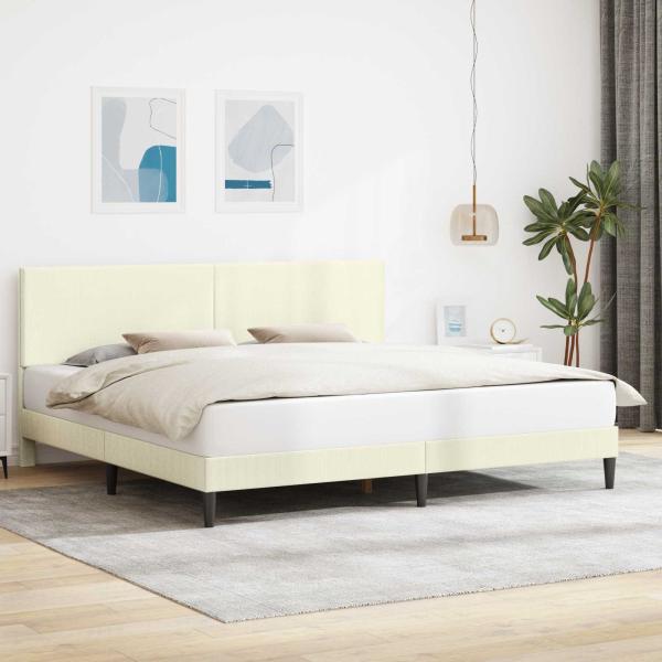 ARDEBO.de - Bettrahmen mit Kopfteil Creme 200 x 200 cm Cordstoff
