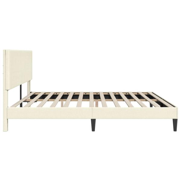Bettrahmen mit Kopfteil Creme 200 x 200 cm Cordstoff