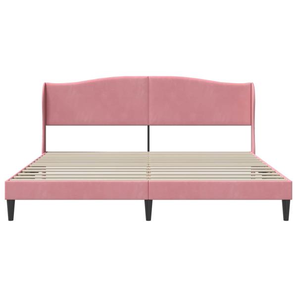 Bettrahmen mit Kopfteil Rosa 200 x 200 cm Samt