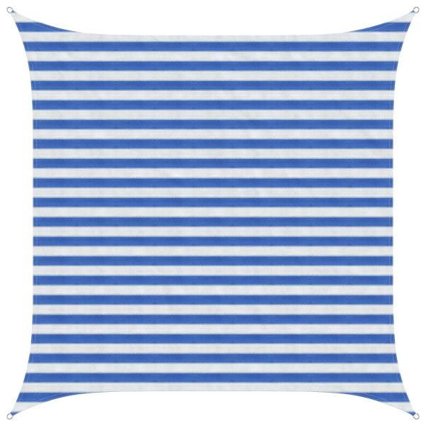 ARDEBO.de - Sonnensegel 2,5 x 2,5 m HDPE Quadratisch Blau und Weiß