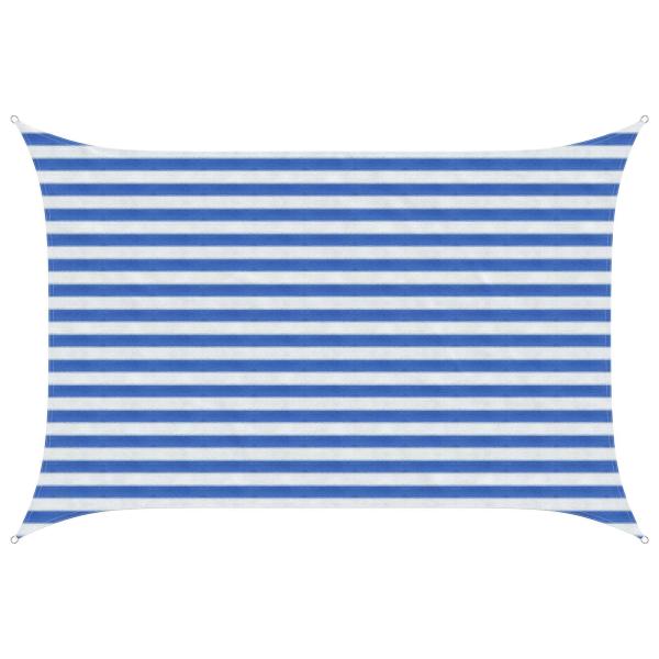 ARDEBO.de - Sonnensegel 2 x 3,5 m HDPE Rechteckig Blau und Weiß