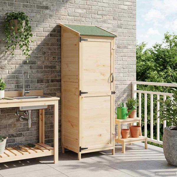 ARDEBO.de - Gartenschuppen Natur 59,5 x 56 x 176,5 cm Massivholz aus Fichte
