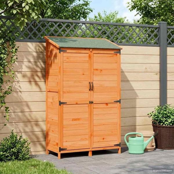 ARDEBO.de - Gartenschuppen Braun 106,5 x 56 x 176 cm Massivholz aus Fichte