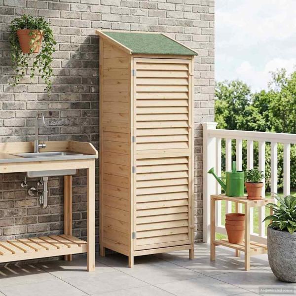 Gartenschuppen Natur 59 x 56 x 176 cm Massivholz aus Fichte