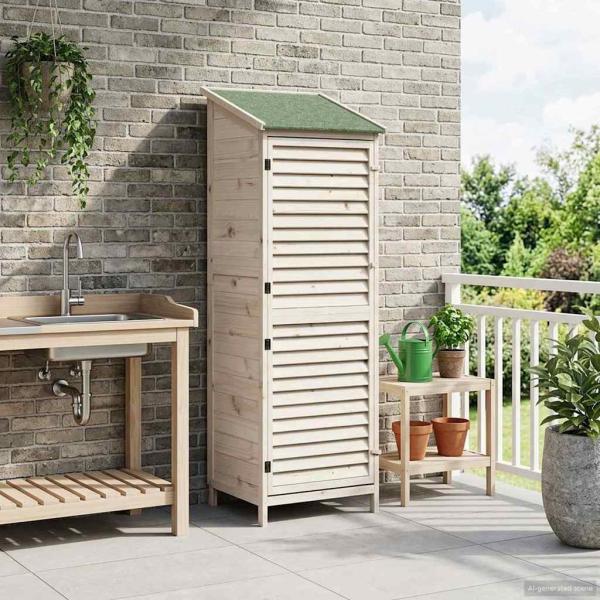 ARDEBO.de - Gartenschuppen Weiß 59 x 56 x 176 cm Massivholz aus Fichte