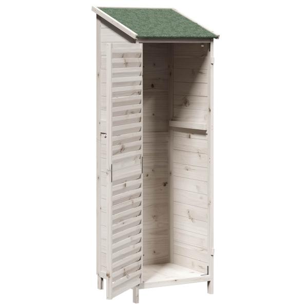 Gartenschuppen Weiß 59 x 56 x 176 cm Massivholz aus Fichte