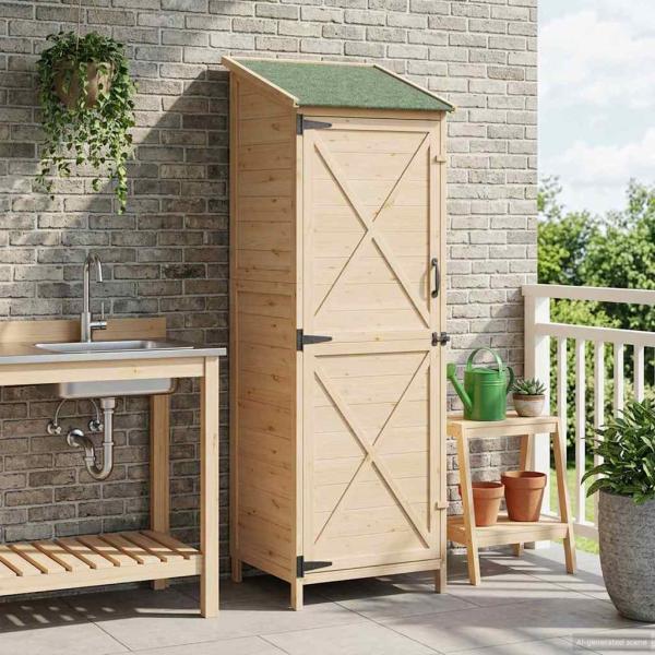 ARDEBO.de - Gartenschuppen Natur 59,5 x 56 x 176,5 cm Massivholz aus Fichte