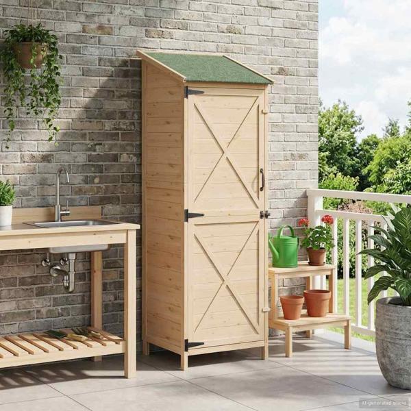 Gartenschuppen Natur 59,5 x 56 x 176,5 cm Massivholz aus Fichte