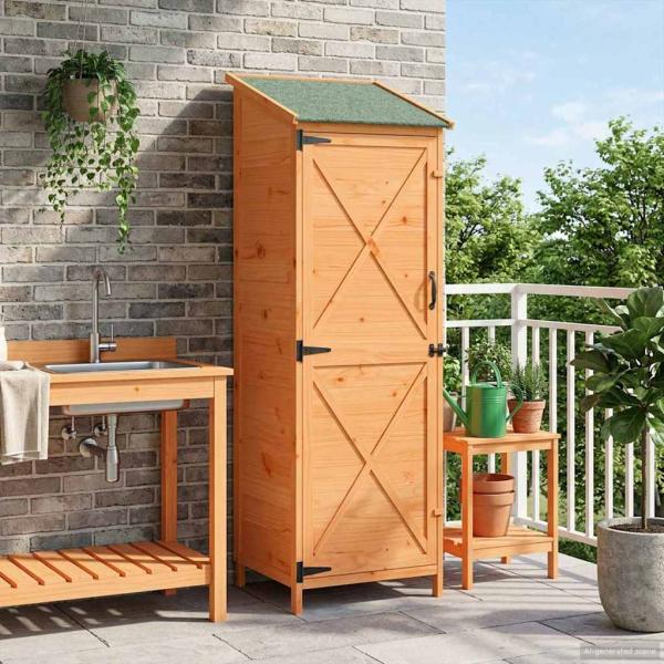 Gartenschuppen Braun 59,5 x 56 x 176,5 cm Massivholz aus Fichte