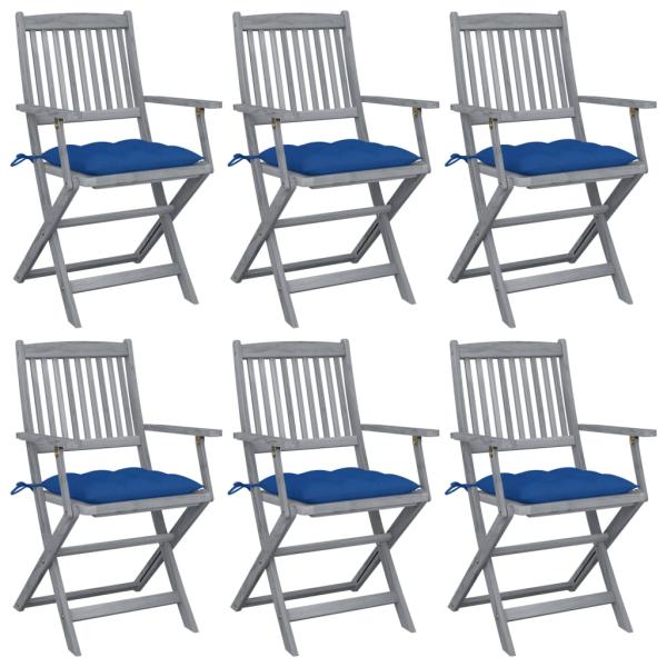 ARDEBO.de - Klappbare Gartenstühle 6 Stk. mit Kissen Massivholz Akazie