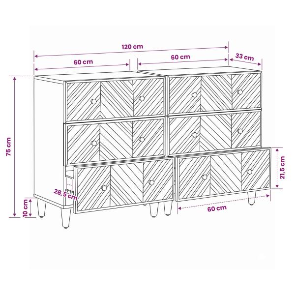 Stauraumschränke 2 pcs Braun 60 x 33,5 x 75 cm Massivholz Mango