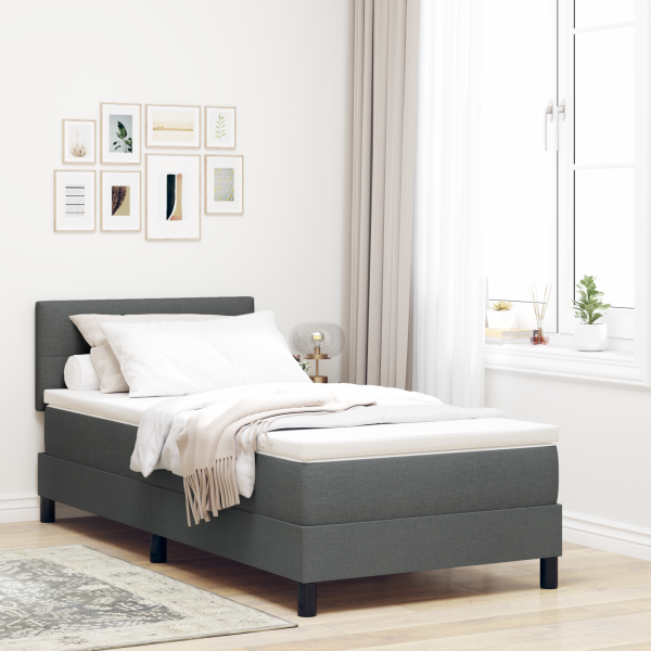 Boxspringbett mit Kopfteil Dunkelgrau 80 x 200 cm Stoff