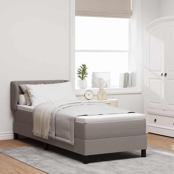 ARDEBO.de - Boxspringbett mit Matratze mit Kopfteil Taupe 80 x 200 cm Stoff