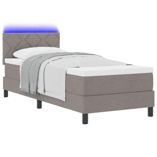 Boxspringbett mit LED-Lichtleisten Taupe 80 x 200 cm Stoff