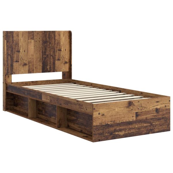 Bettgestell mit Stauraum und Kopfteil Altholz 100 x 200 cm