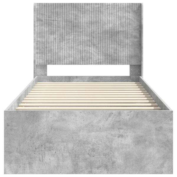 Bettgestell mit Stauraum und Kopfteil Betongrau 75 x 190 cm