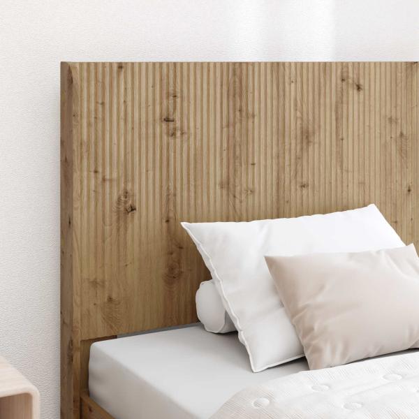 Bettgestell mit Stauraum und Kopfteil Artisan-Eiche 75 x 190 cm